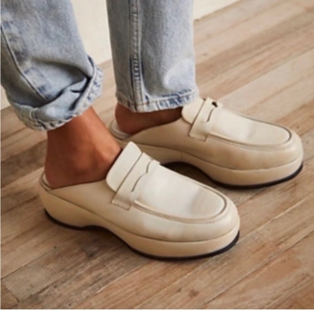 Free people Winston Cream platform Loafers women 38 Silp on Y2K leather retro
